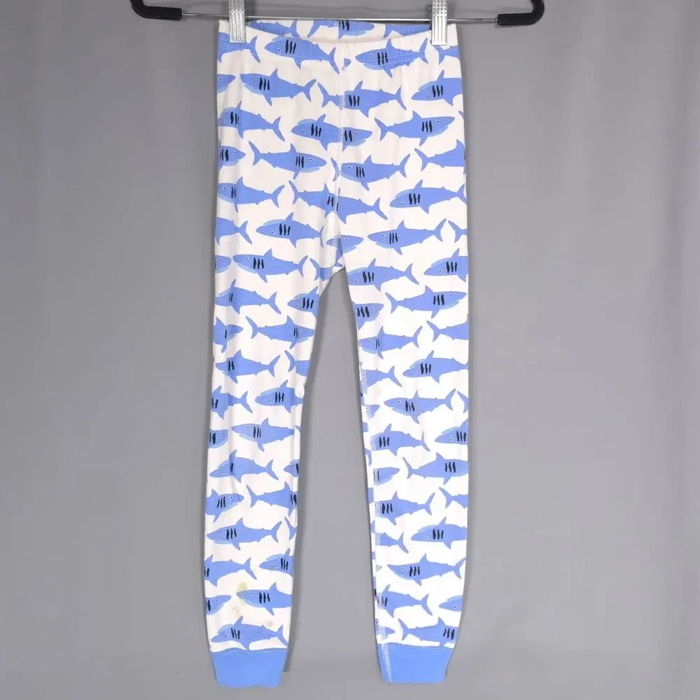 HANNA ANDERSSON‎ 100% Organic Cotton Shark Pajama 8 Set Kids White & Blue